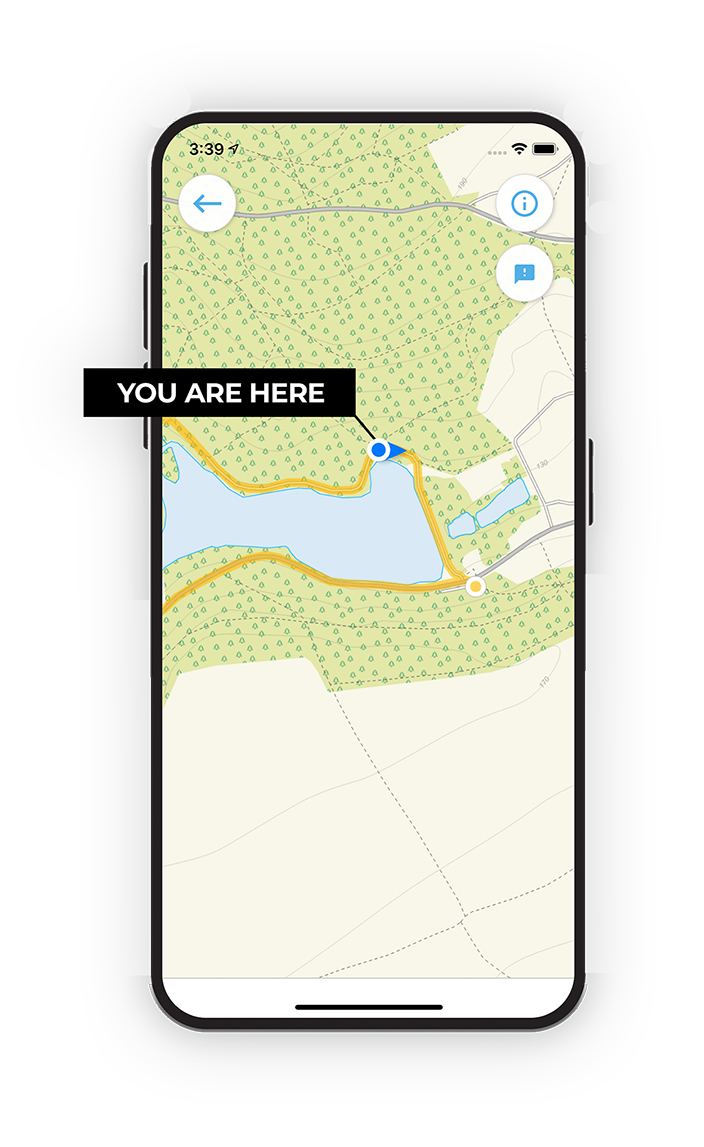 Sussex Walks app showing the walker's live position on a route map